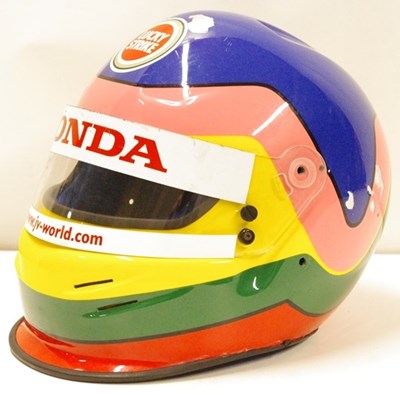 Lot 121 - A full face Bell crash helmet from the collection of Ross Braun and used by Jacques Villeneuve during his time with the BAR F1 team