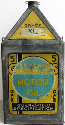 Lot 60 - A 1930s five gallon Gamages pyramid petrol can